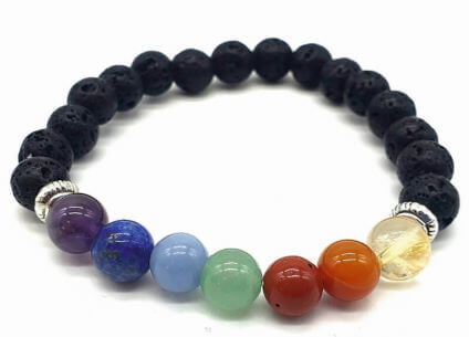 Bracelet de pierres naturelles en pierre de lave et 7 chakras